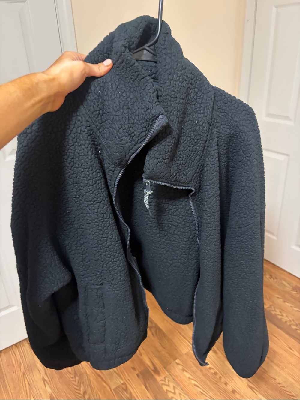 Black Sherpa Fleece Jacket - Cozy Women's Outerwear